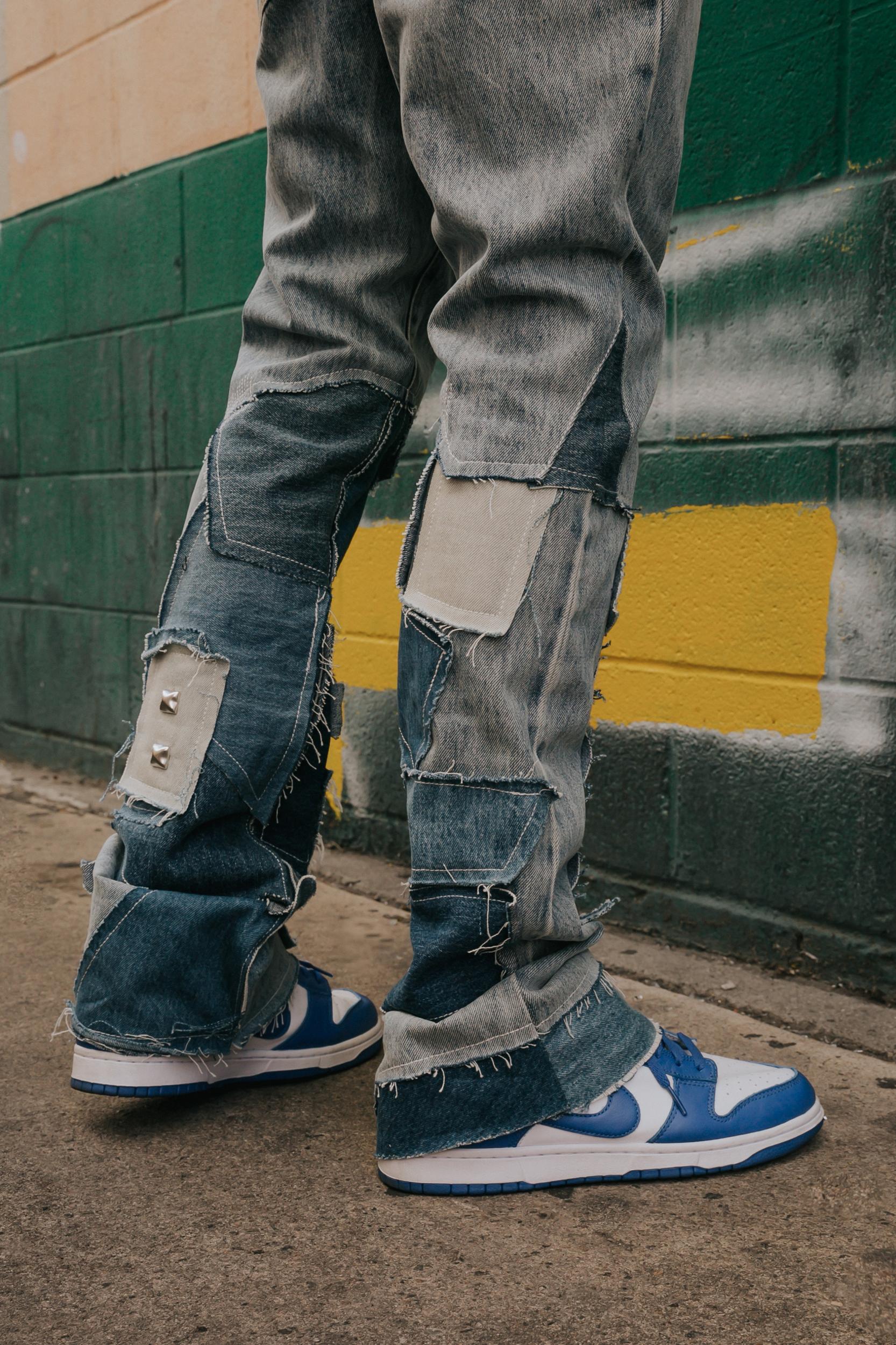 B424 Patch Flare Denim - Blue Product Image