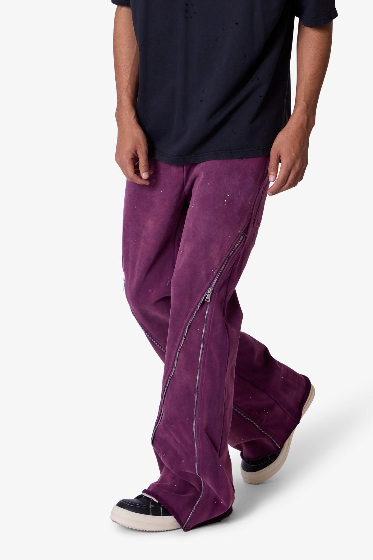 Zipper Flare Sweatpants - Purple Product Image