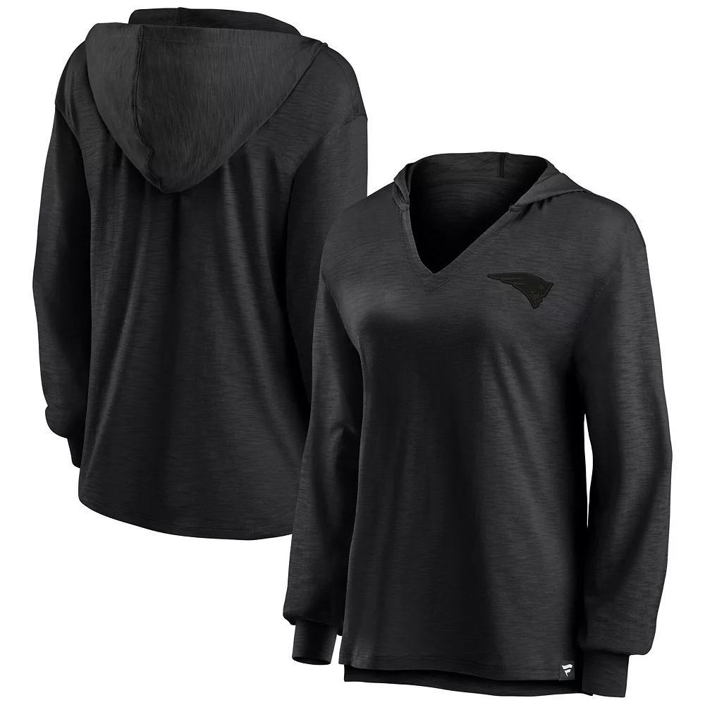 Women's Fanatics   Pittsburgh Steelers Blackout Slub Hoodie V-Neck Long Sleeve T-Shirt, Size: Large Product Image
