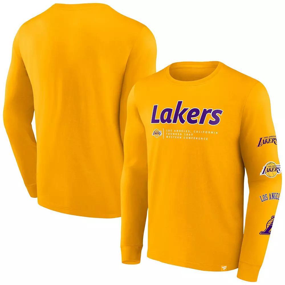 Men's Fanatics Branded Gold Los Angeles Lakers Baseline Long Sleeve T-Shirt, Size: Medium Product Image