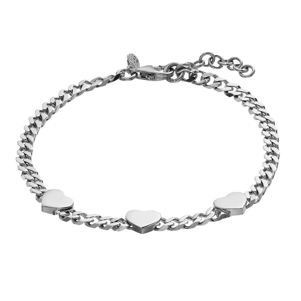 Sterling Silver Heart Chain Bracelet, Women's, Size: 8", Silvertone Product Image