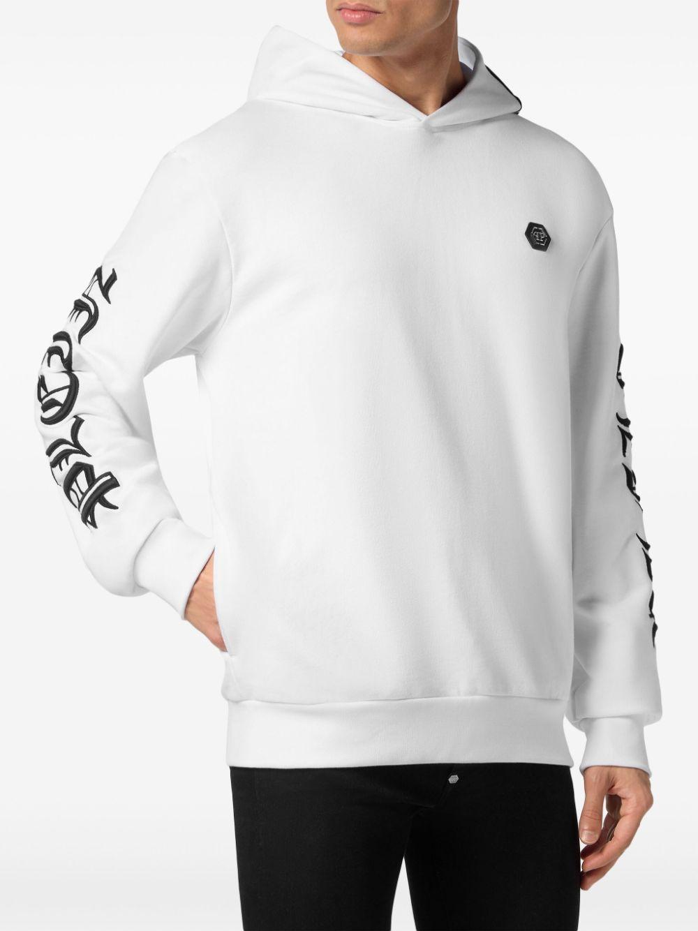 PHILIPP PLEIN Gothic Plein Cotton Hoodie In White Product Image