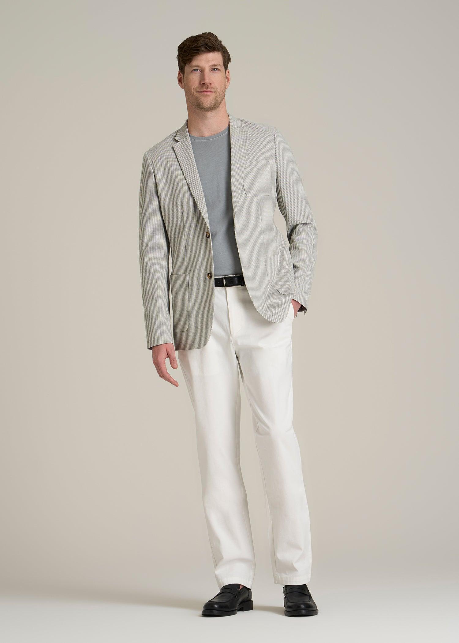 Men's Tall Core Blazer in Beige and Grey Houndstooth Product Image