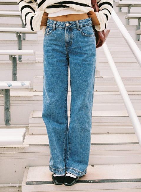 Jankins Low Rise Straight Leg Jeans Mid Wash Product Image