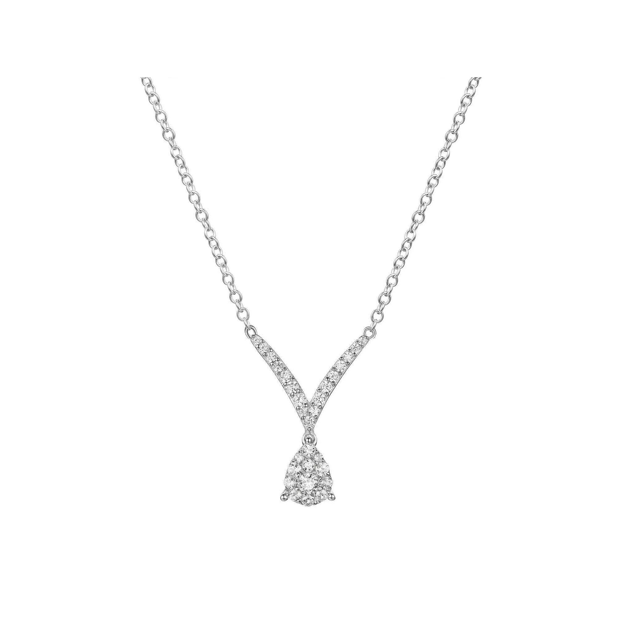 Sterling Silver 1/3 Carat T.W. Diamond Teardrop Necklace, Women's, Size: 17" Product Image