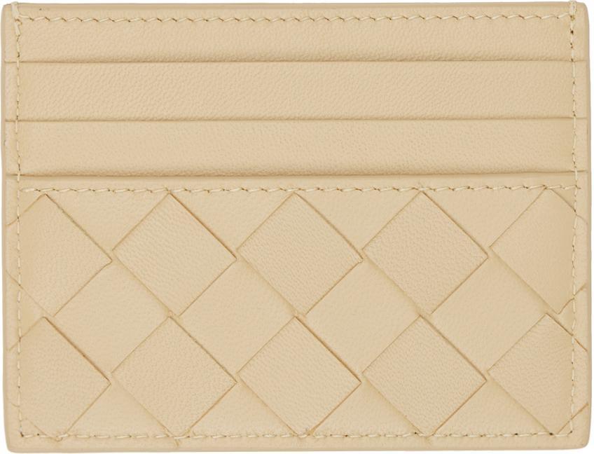 BOTTEGA VENETA Beige Intrecciato Card Holder In 9776 Porridge Gold Product Image