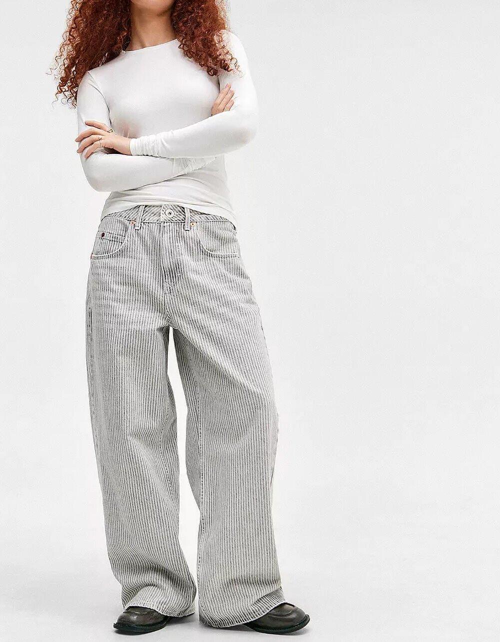 BDG Urban Outfitters Jaya Ticking Stripe Womens Low Rise Wide Leg Jeans Product Image