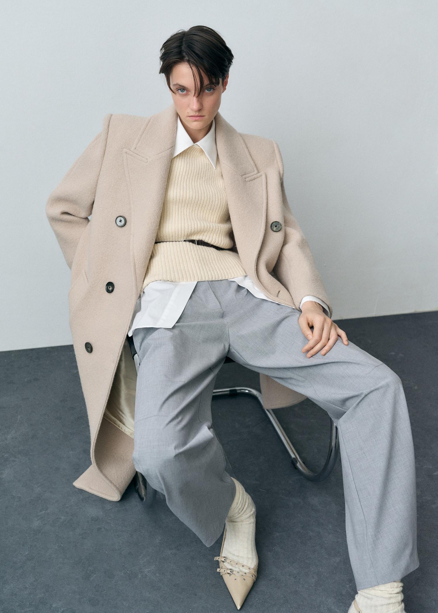 Structured virgin wool coat - Women | MANGO USA Product Image