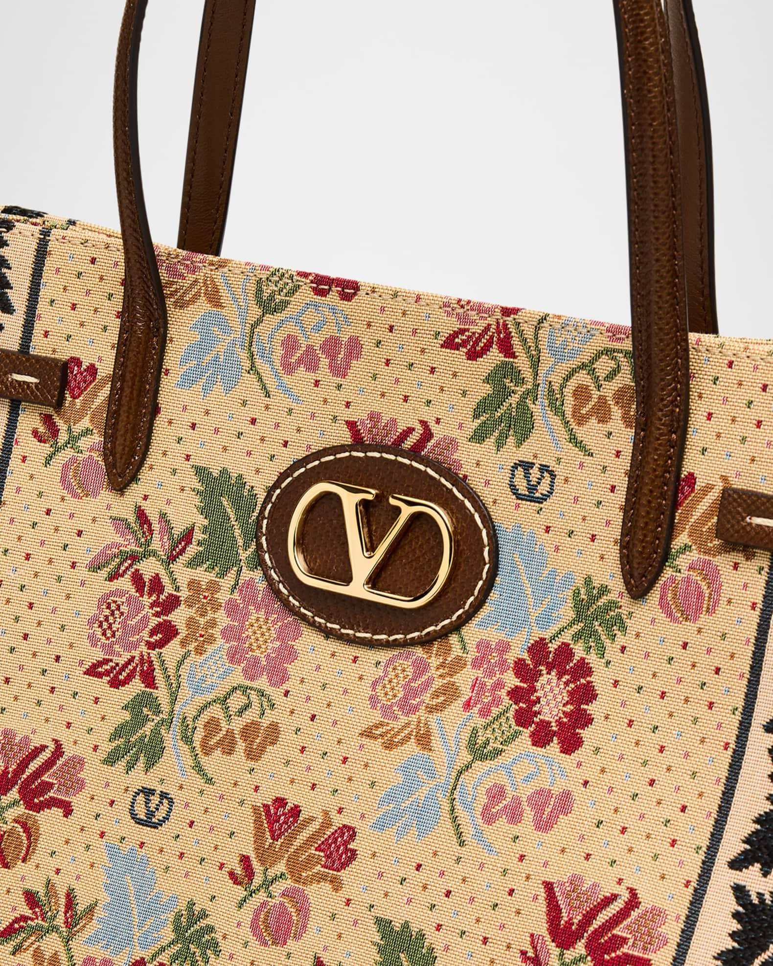 Antibes Medium Flower & Leaves Jacquard Tote Bag Product Image
