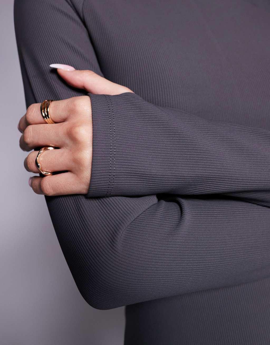 ASOS 4505 active rib long sleeve top in slate gray Product Image