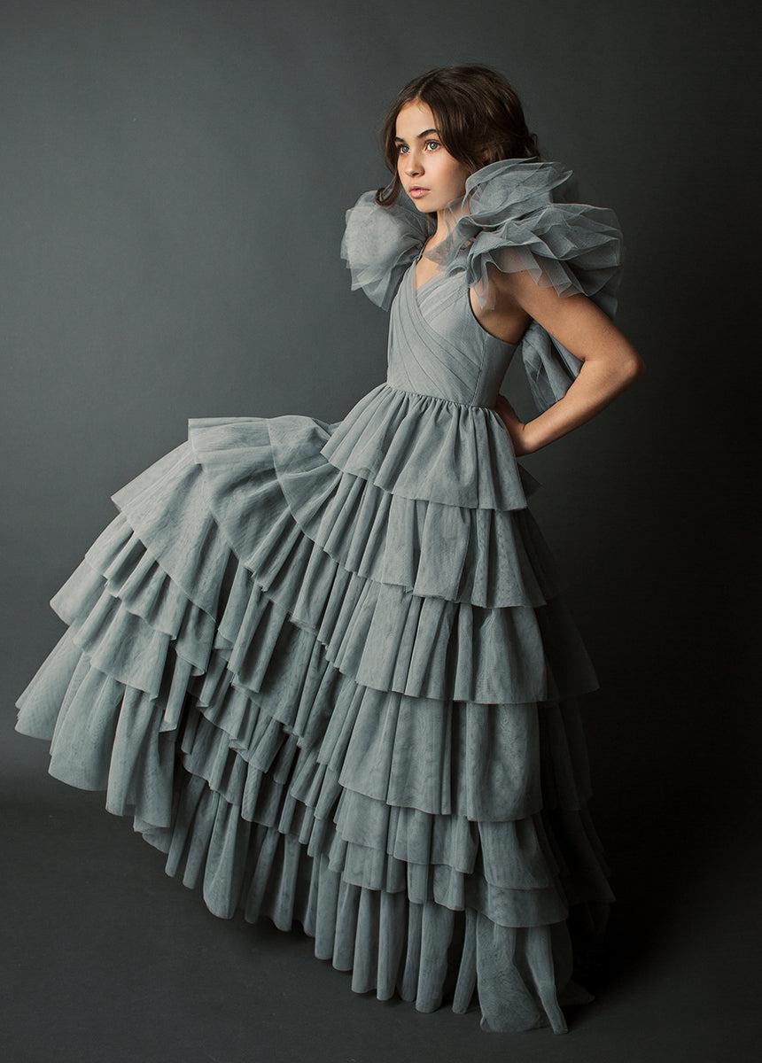 Briony Impact Dress in Dusty Blue Girls Product Image