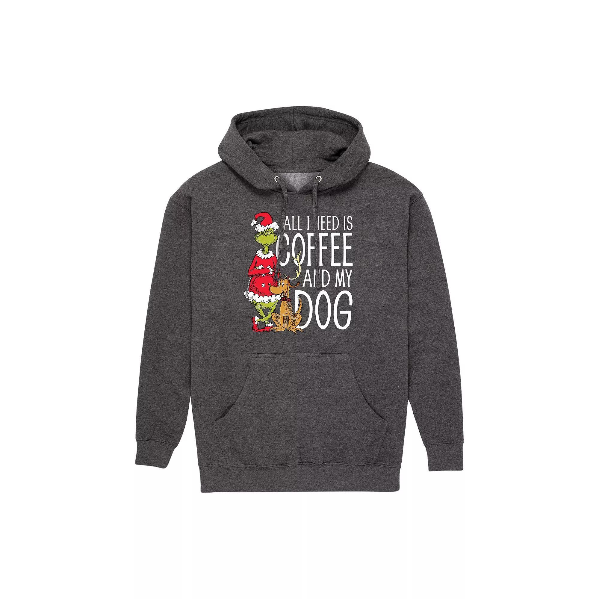 Mens Dr. Seuss All I Need Is Coffee & My Dog Graphic Hoodie Heather Grey Product Image