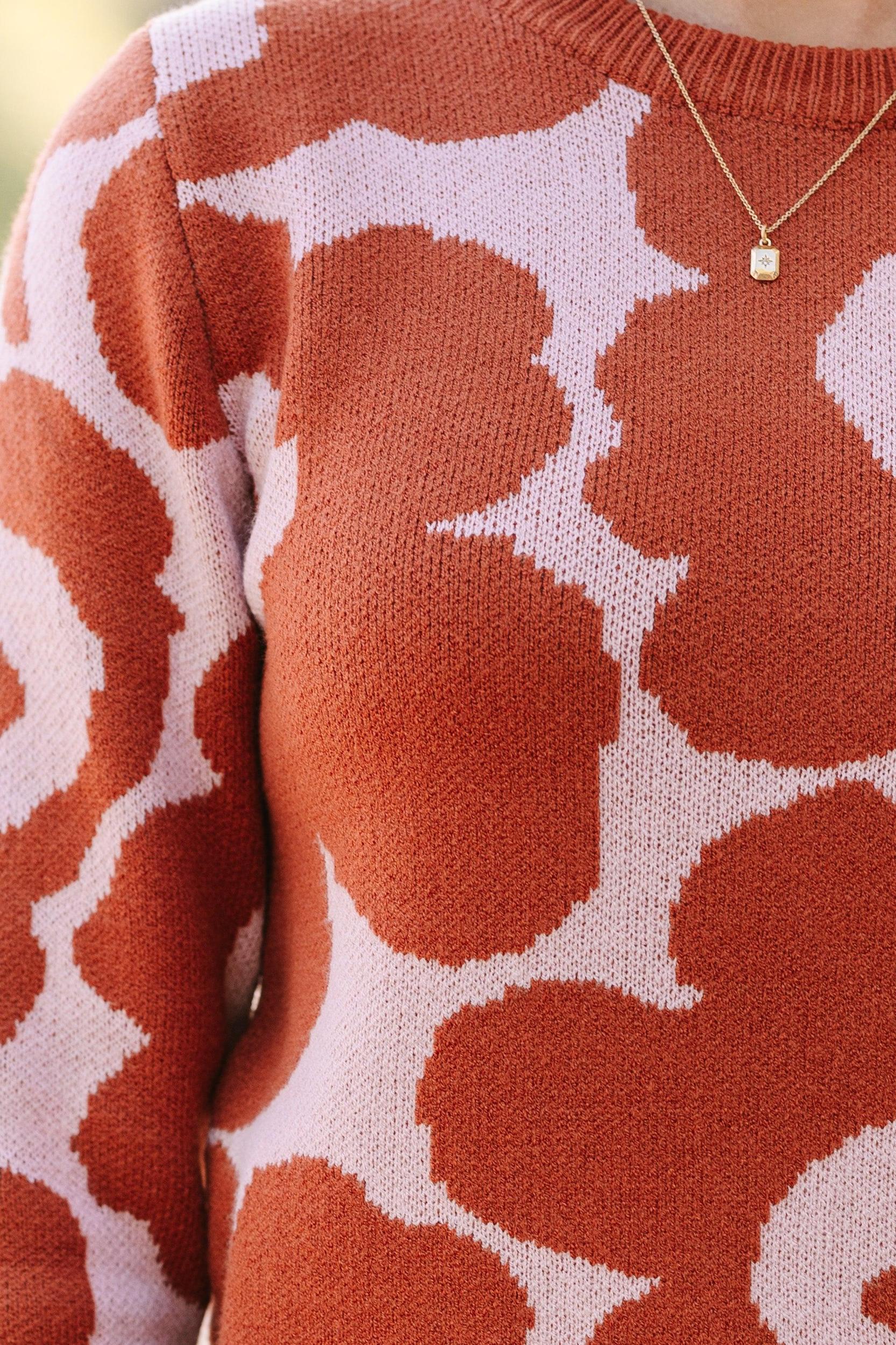 Stay Right There Brick Orange Floral Sweater Female Product Image