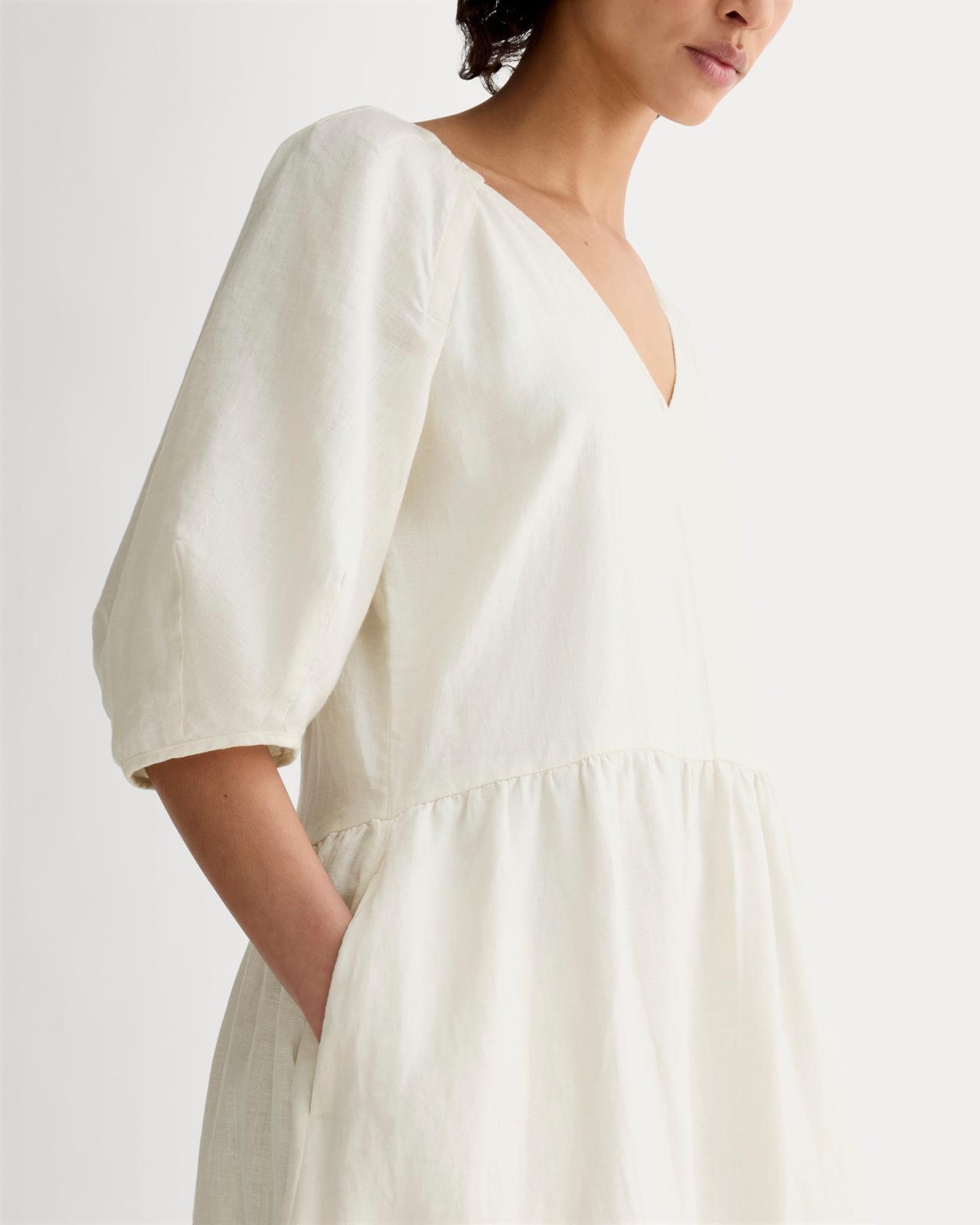 The Linen Oversized Puff-Sleeve Dress Product Image