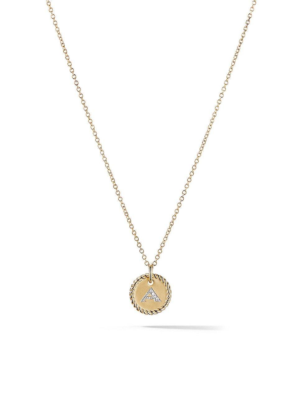 David Yurman Cable Collectibles Initial Pendant with Diamonds in Gold on Chain, 16-18 Product Image