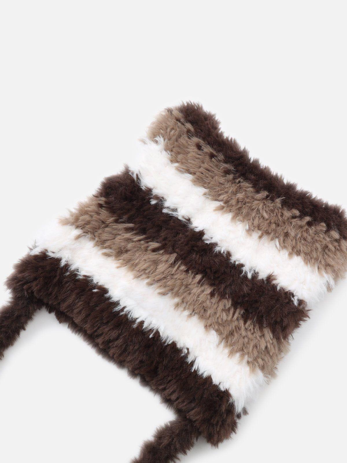 Stripe Plush Beanie Female Product Image