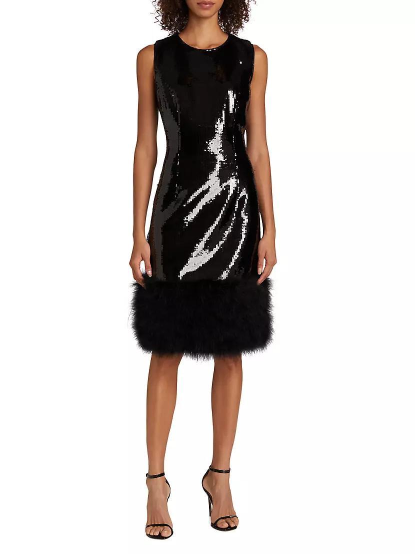 Heritage Chiara Sequin Feather-Trim Dress Product Image