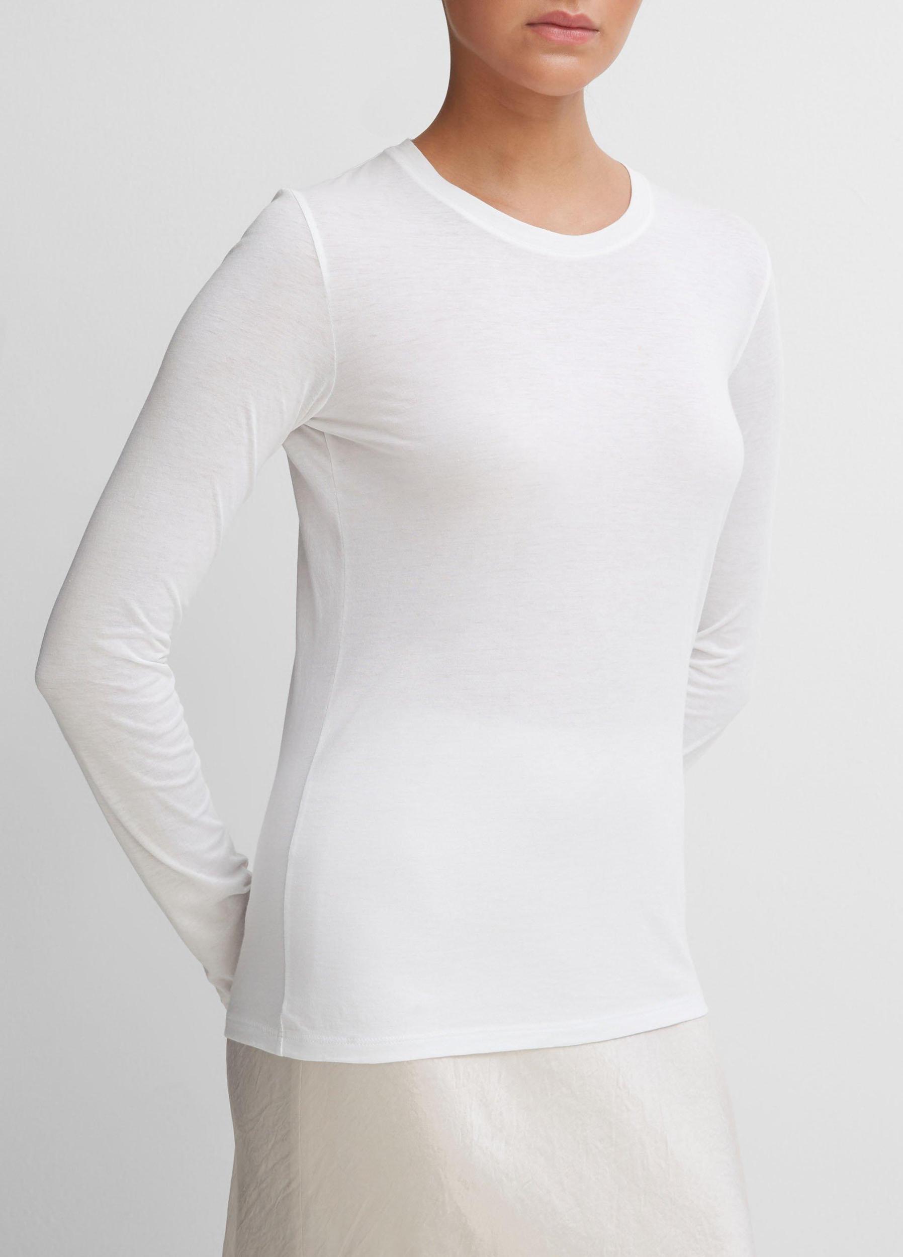 Womens Essential Long Sleeve Crew Neck T-Shirt, Heather Grey, Size XL Vince Product Image