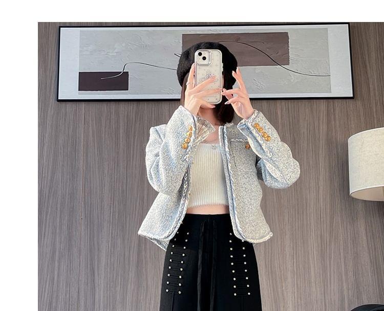 High Rise Rhinestone Knit Wide Leg Pants Product Image