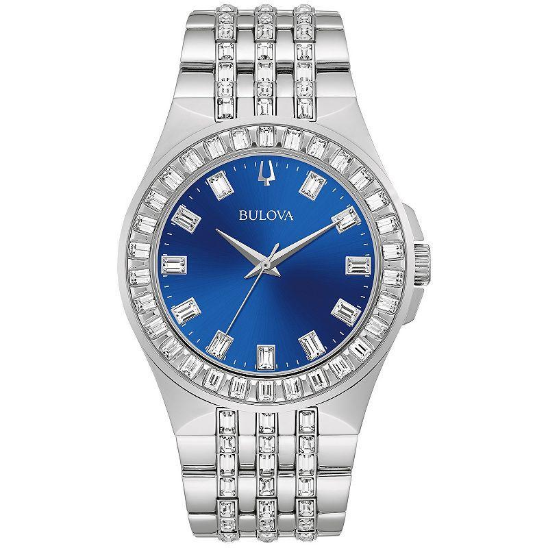 Bulova Mens Phantom Crystal-Accent Stainless Steel Bracelet Watch - 96A254 Silver Product Image