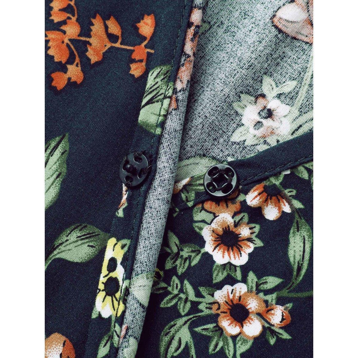 Plus Size Rayon Floral Side-Tie Stretchy Midi Dress Indigo Women Overlap Collar Short sleeve Curvy BloomChic 14-16/1X Product Image