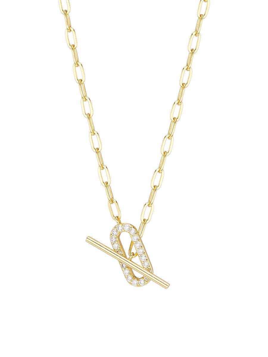 Womens 18K Gold Vermeil & Cubic Zirconia Jade Pav Necklace Product Image