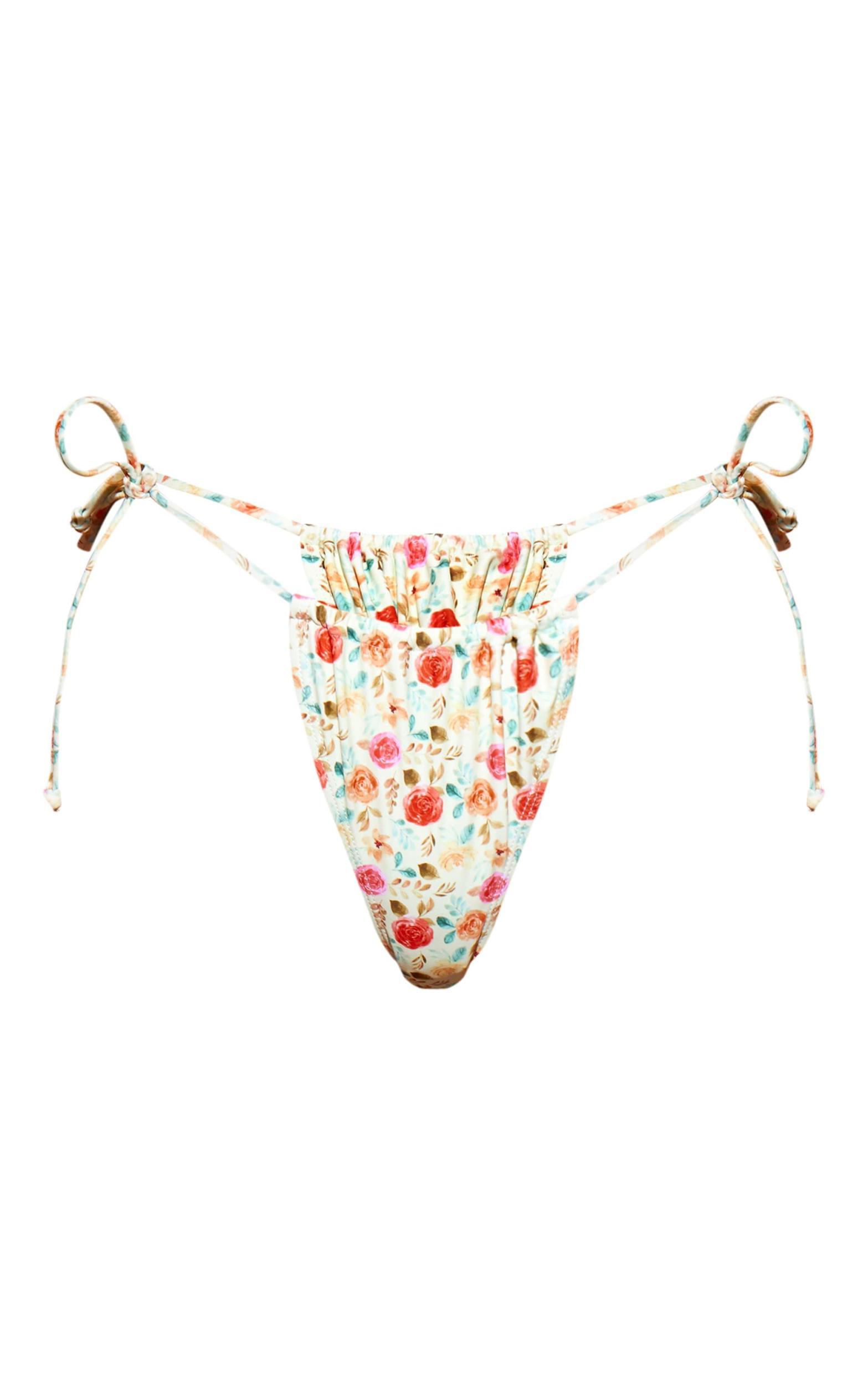 Multi Floral Tie Side Bikini Bottoms Product Image