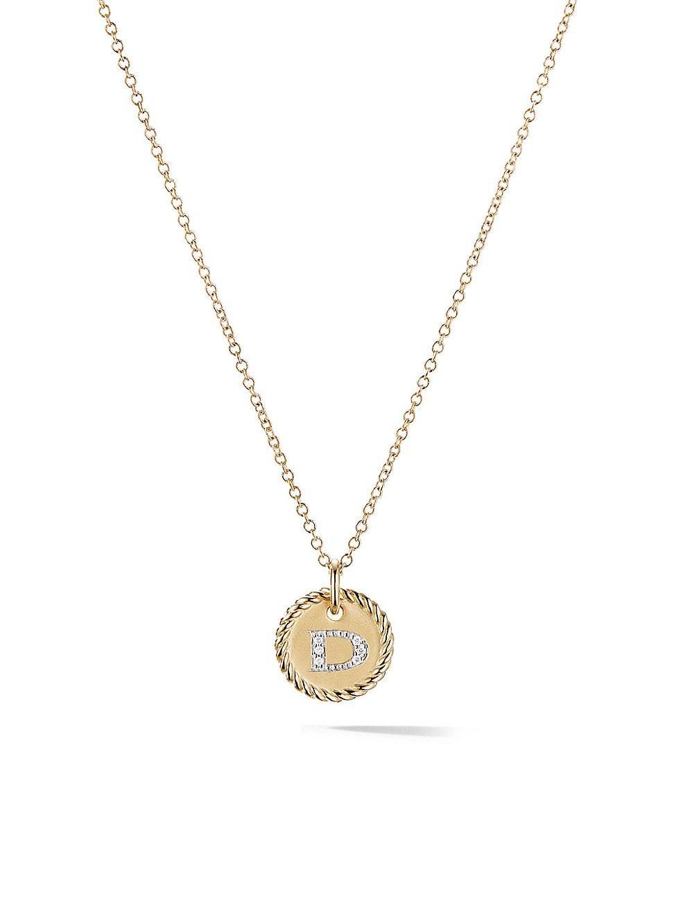 David Yurman Cable Collectibles Initial Pendant with Diamonds in Gold on Chain, 16-18 Product Image
