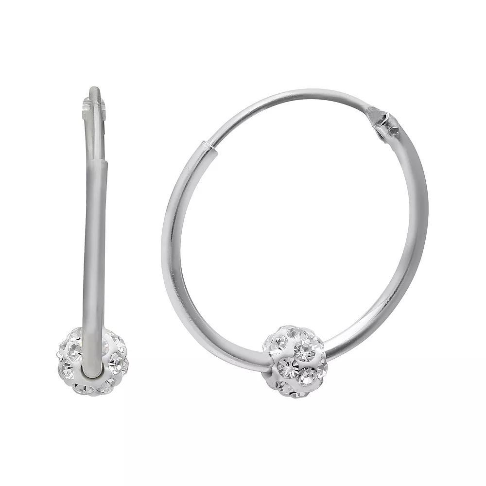 PRIMROSE Endless Hoop Clear Crystal Fireball Earrings, Women's, Silver Tone Product Image