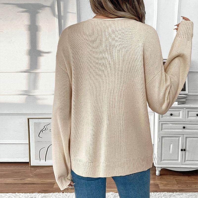 Scoop Neck Plain Bowknot Detail Cardigan Product Image