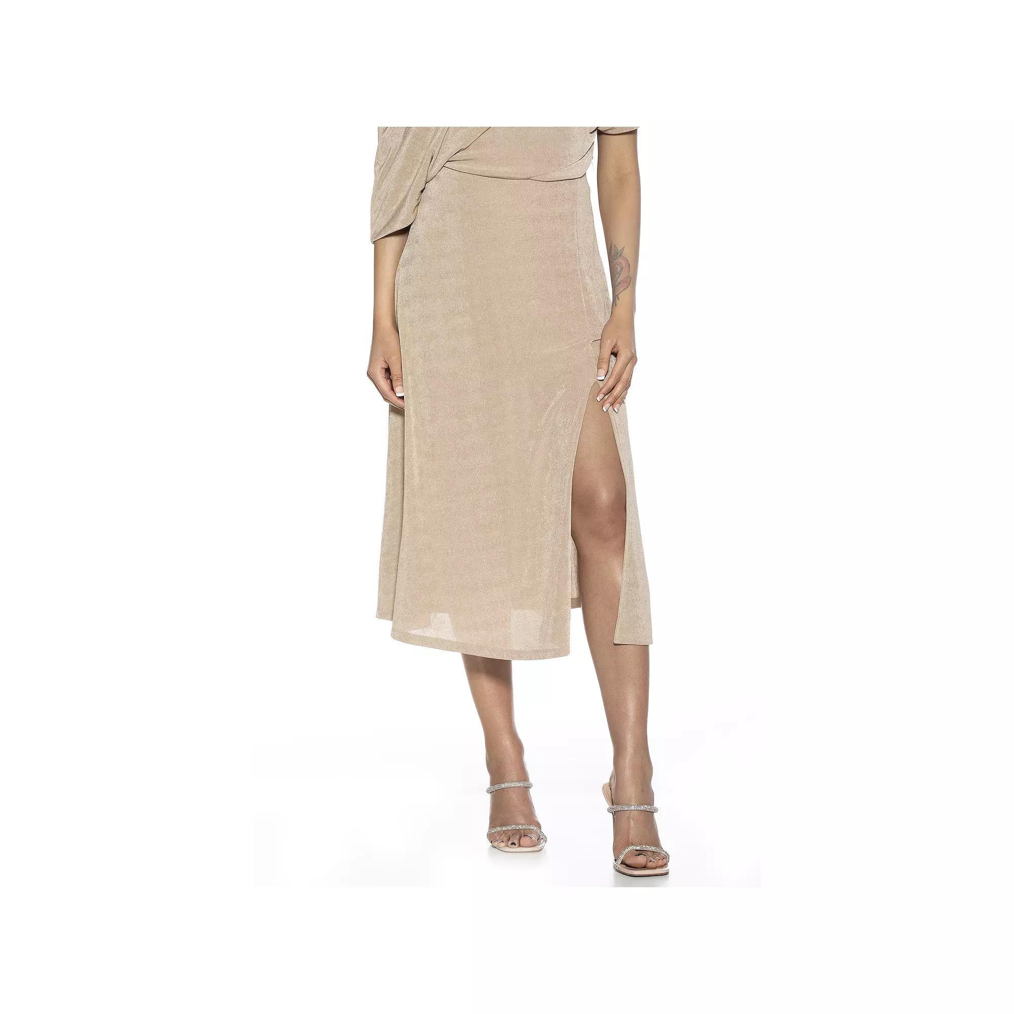 Women's ALEXIA ADMOR Slit Midi Full Skirt, Size: Medium, Green Product Image