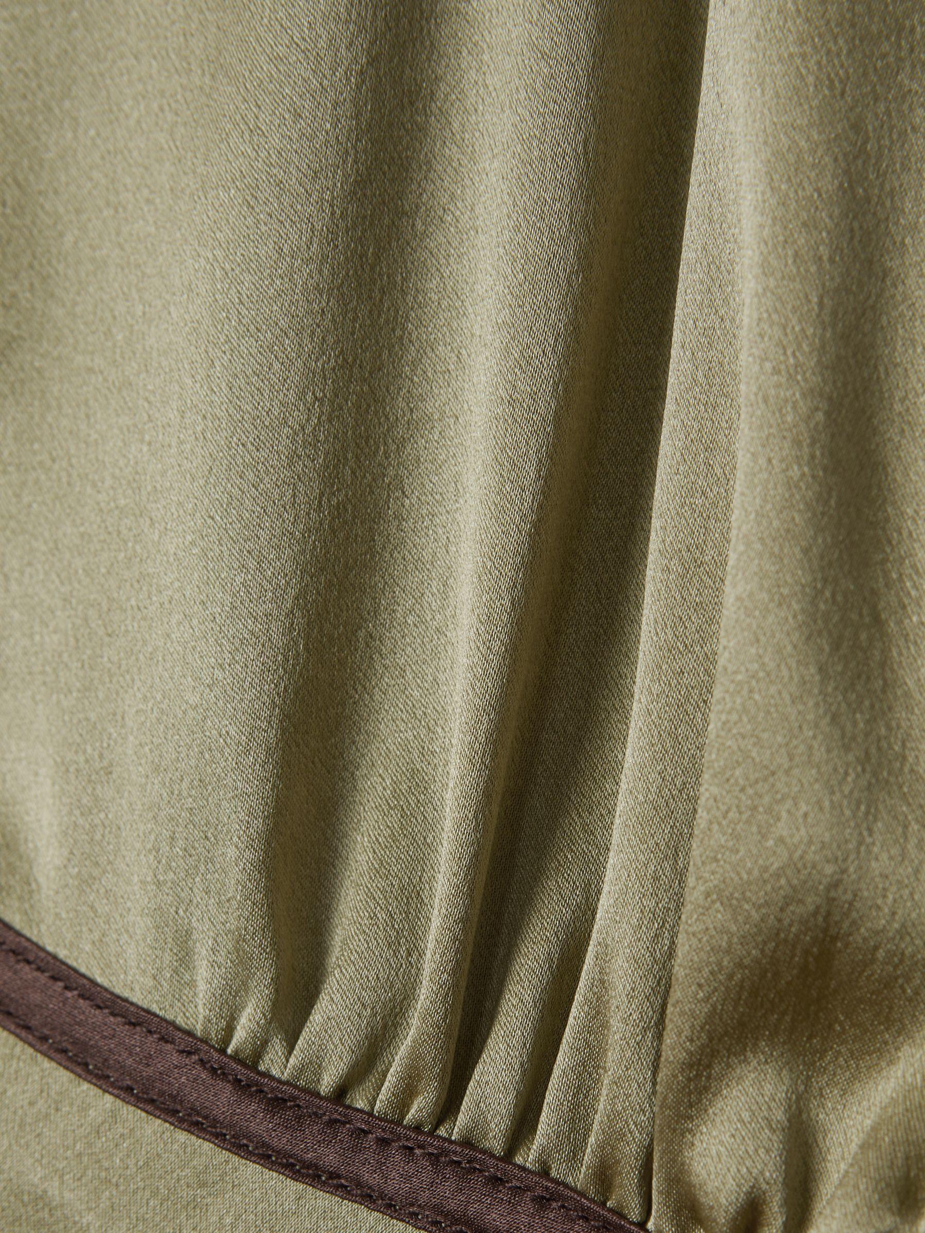 Maison Essentiele Silk Contrast Trim Cami in Olive Product Image