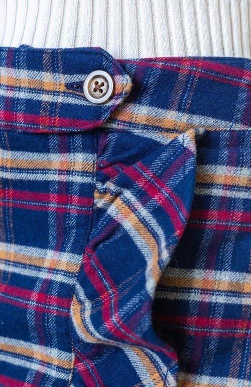 Hope & Henry Women's Organic Flannel Ruffle Skirt in Navy Autumn Plaid at Nordstrom, Size 12 Product Image