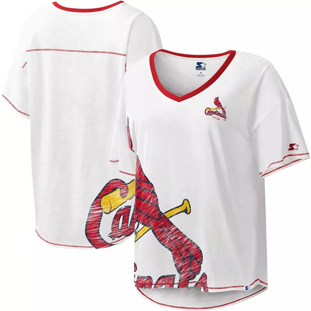 Women's Starter White St. Louis Cardinals Perfect Game V-Neck T-Shirt, Size: Small Product Image