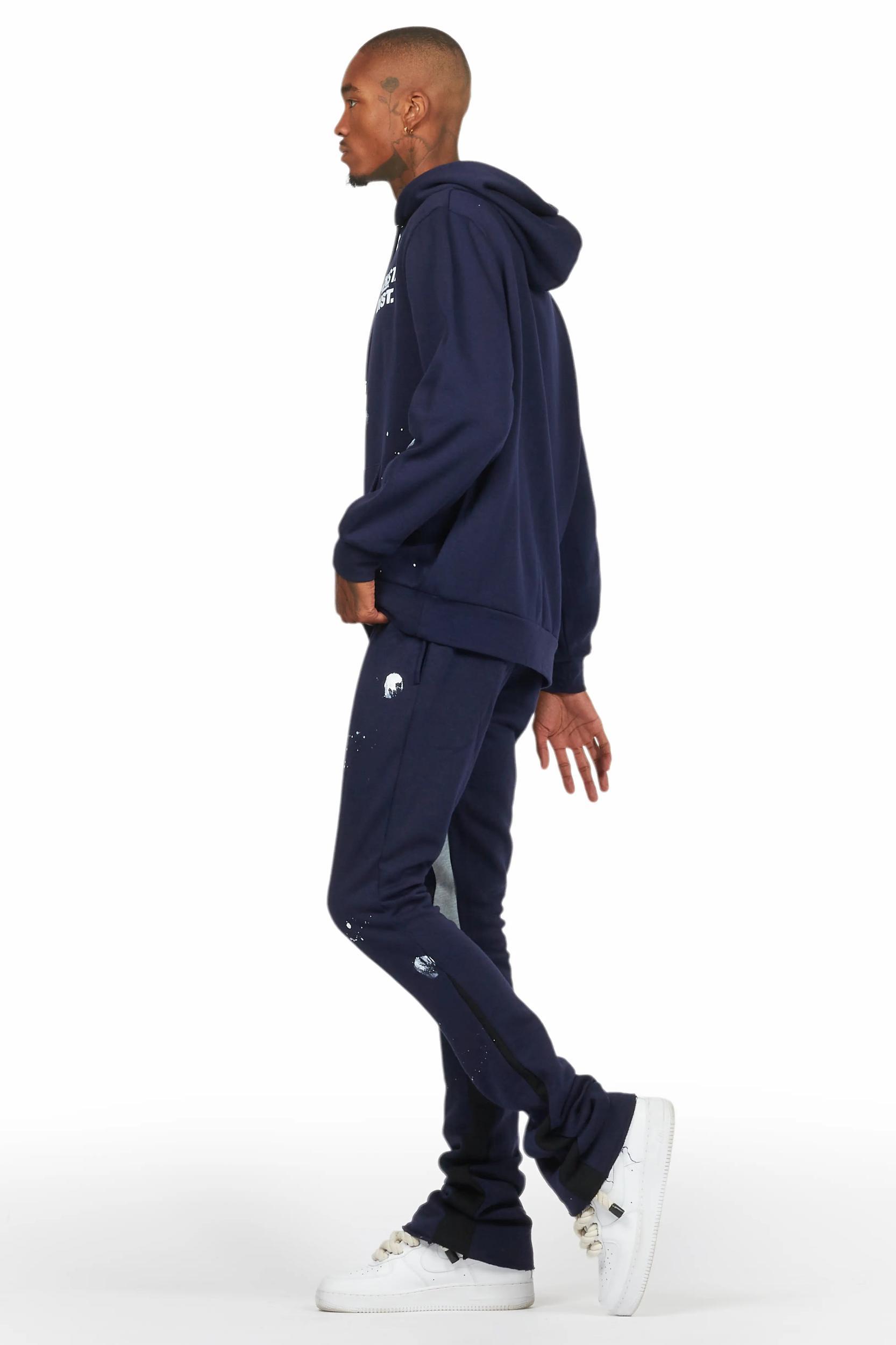 Raffer Navy Hoodie Flare Trackset Male Product Image