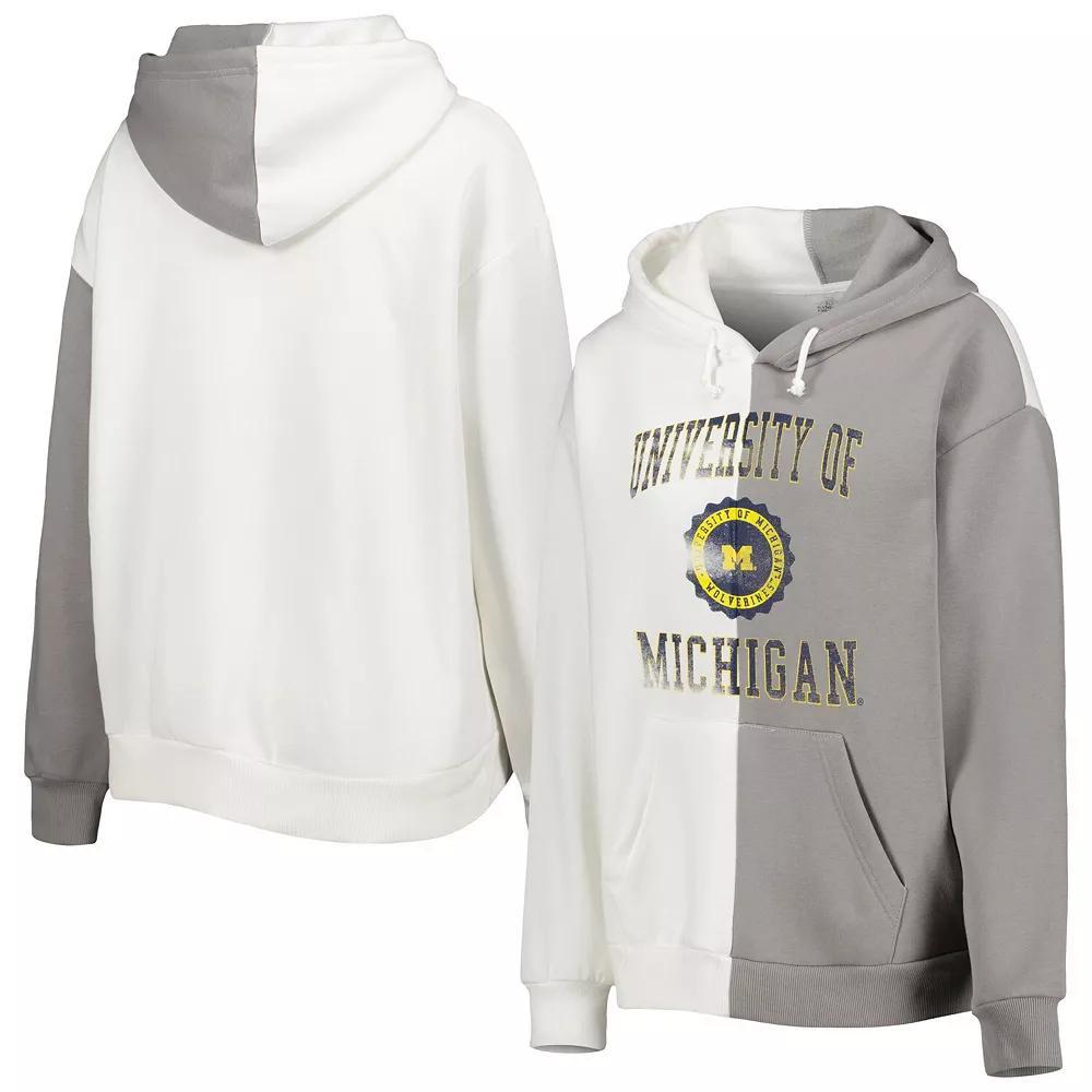 Women's Gameday Couture Gray/White Michigan Wolverines Split Pullover Hoodie, Size: Large Product Image
