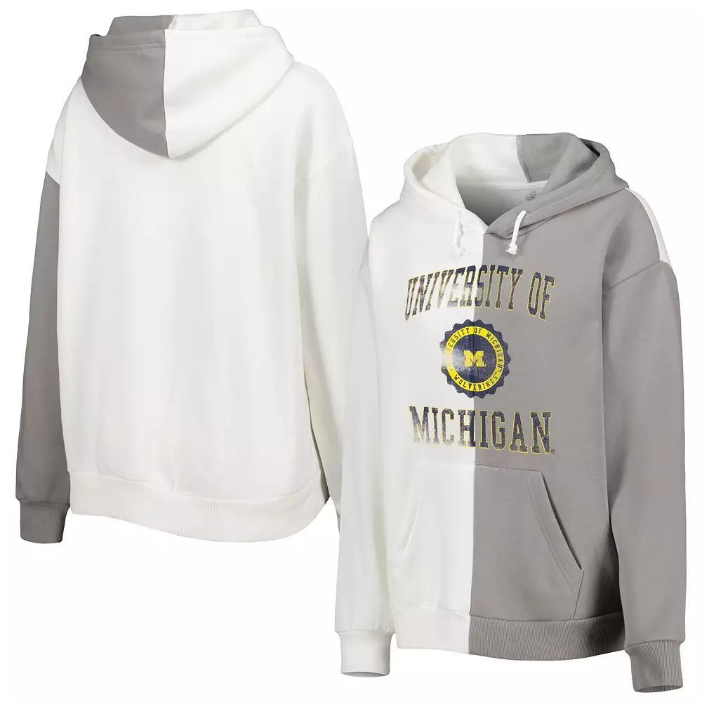 Women's Gameday Couture Gray/White Michigan Wolverines Split Pullover Hoodie, Size: Large Product Image