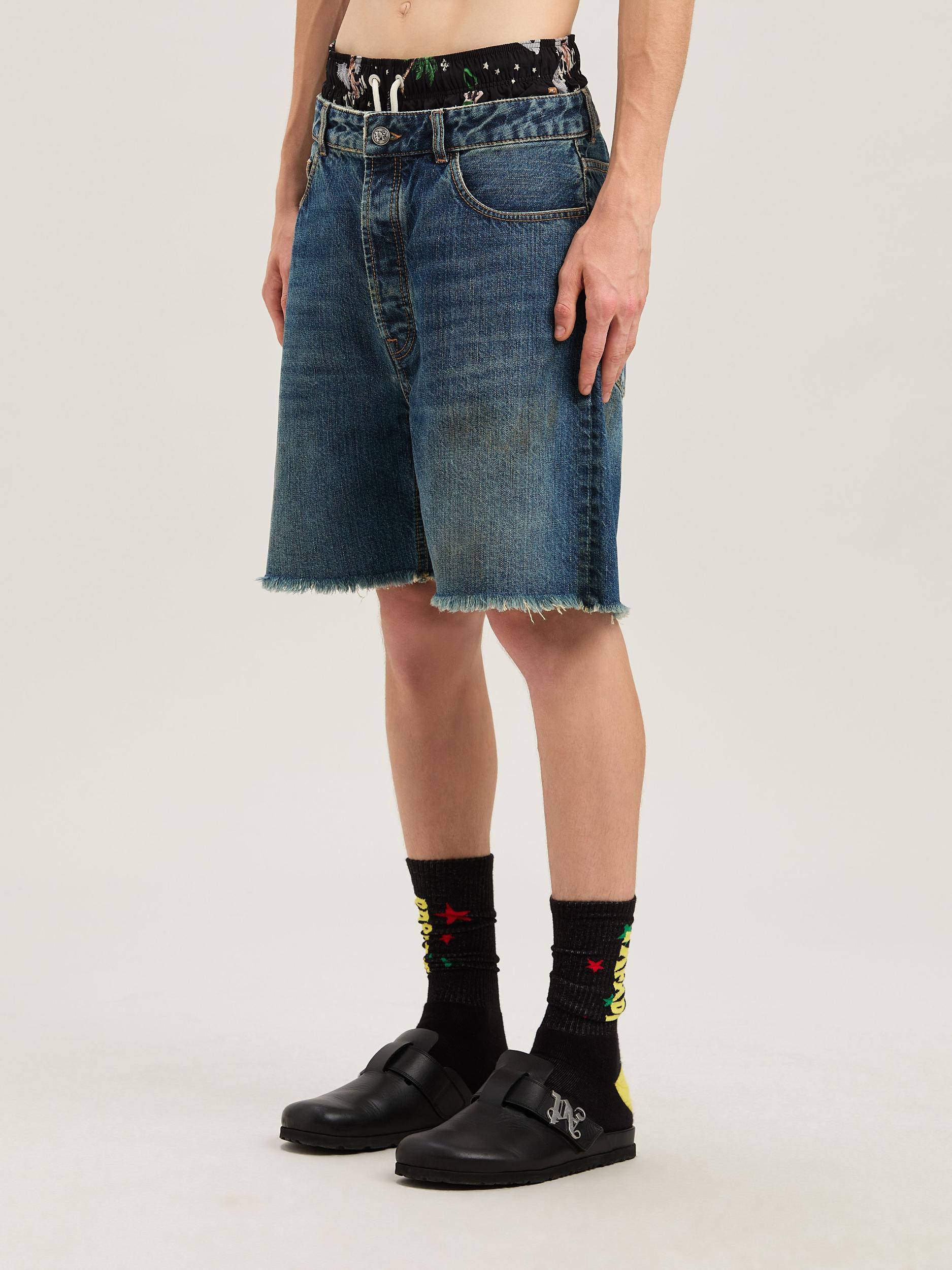 Lasered Curved Logo denim shorts Product Image