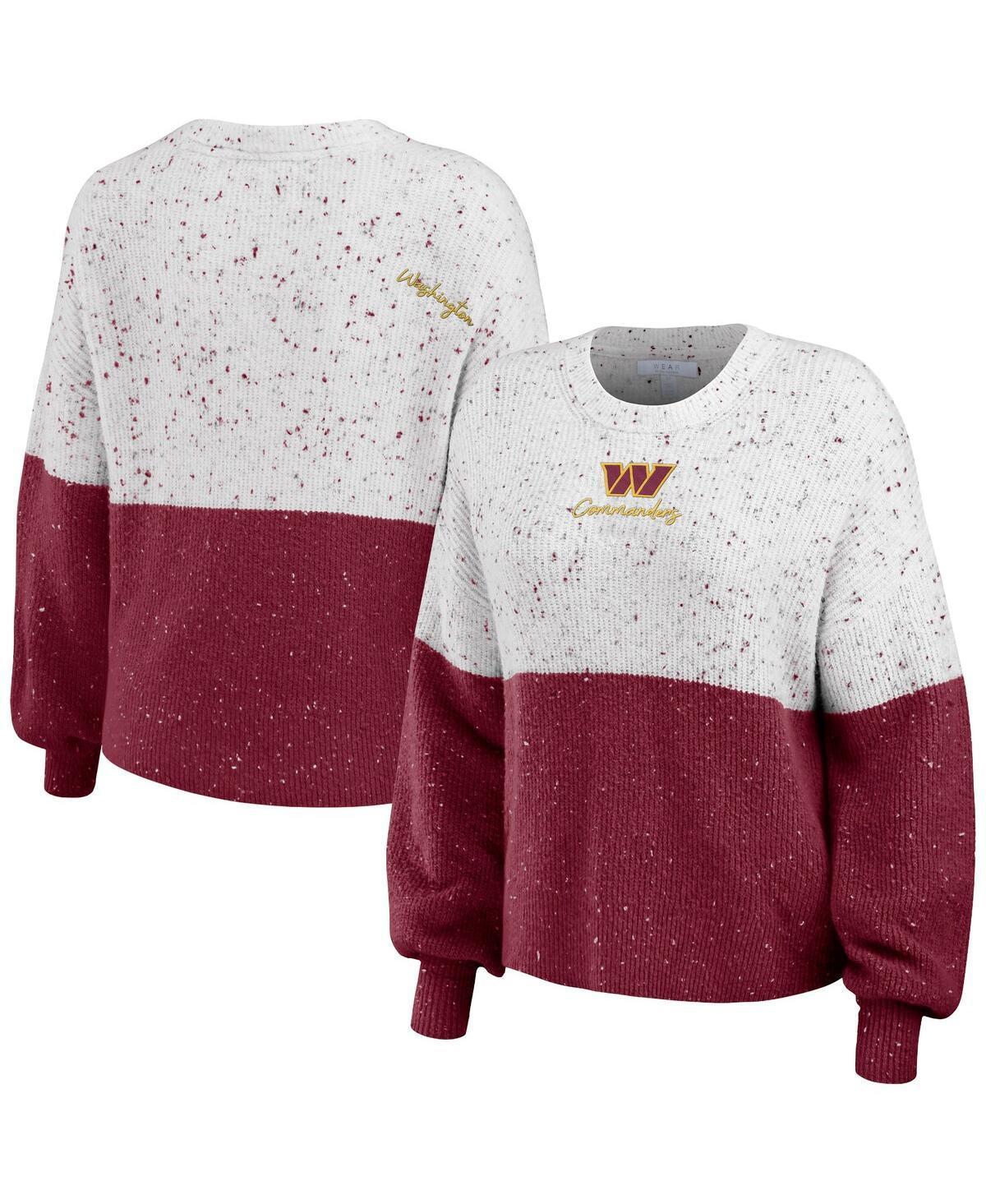 Womens WEAR by Erin Andrews /Navy Boston Red Sox Color Block Script Pullover Sweater Product Image