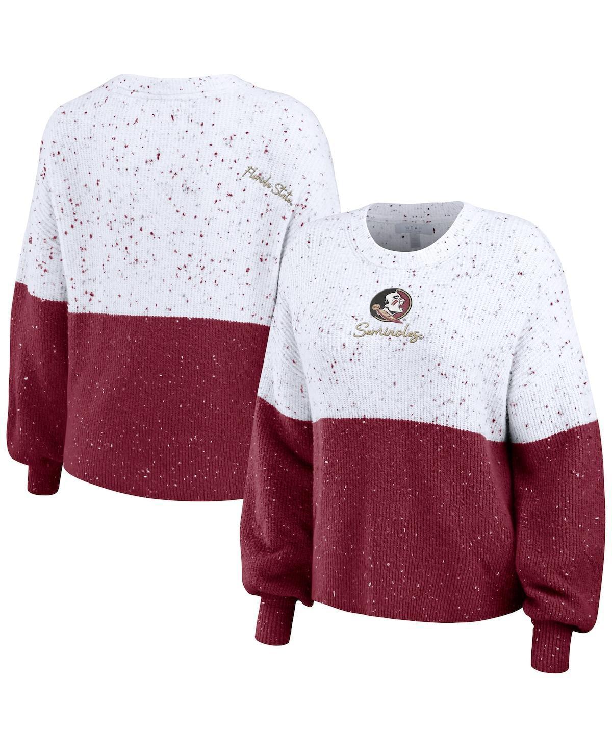 Women's WEAR by Erin Andrews  White/Black Las Vegas Raiders Lighweight Modest Crop Color-Block Pullover Sweater, Size: Medium, Lvr White Product Image