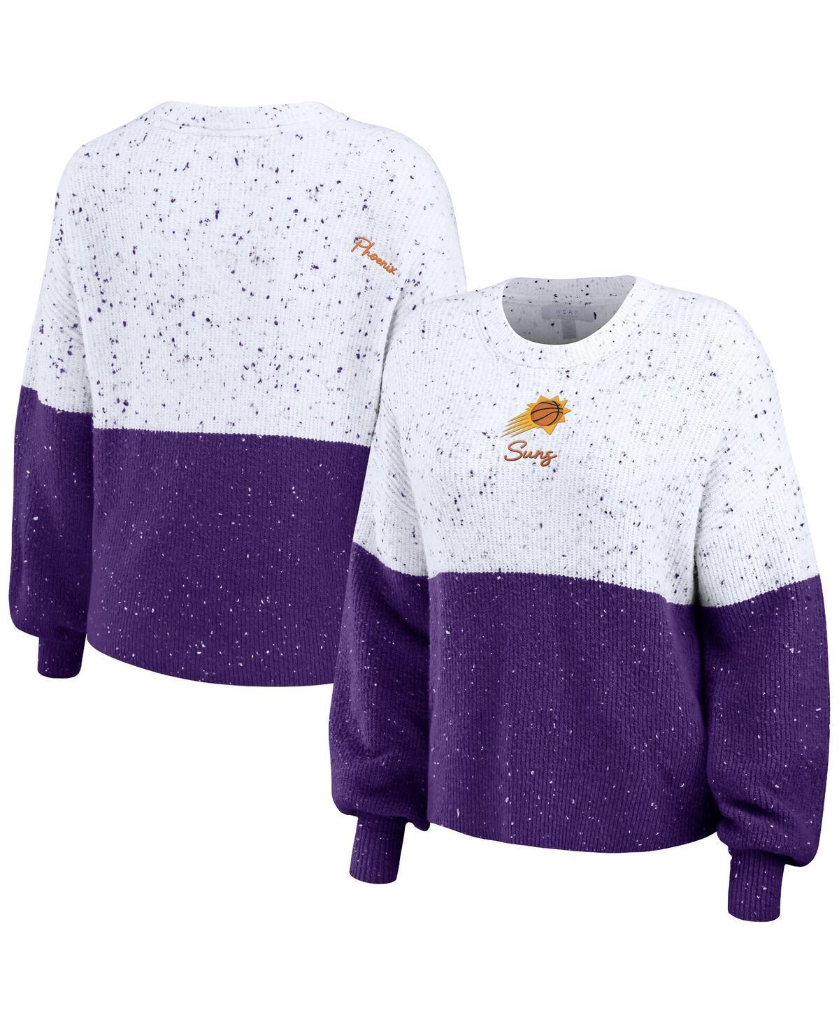 Women's WEAR by Erin Andrews  White/Black Las Vegas Raiders Lighweight Modest Crop Color-Block Pullover Sweater, Size: Medium, Lvr White Product Image