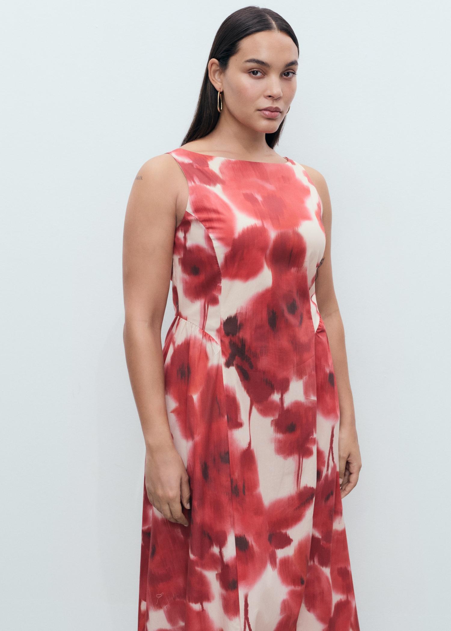 Floral-print flared dress - Women | MANGO USA Product Image