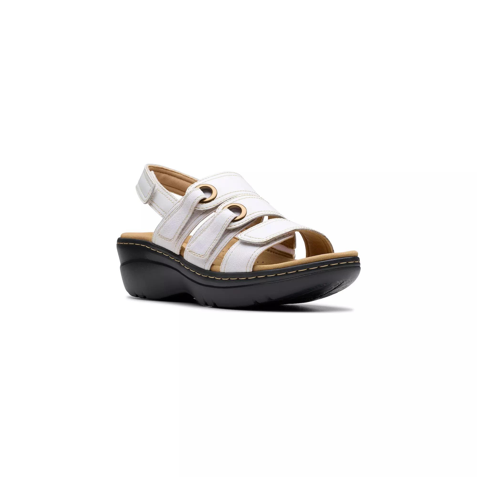Clarks® Merliah2 Women's Wedge Sandals, Size: 8.5, White Leather Product Image
