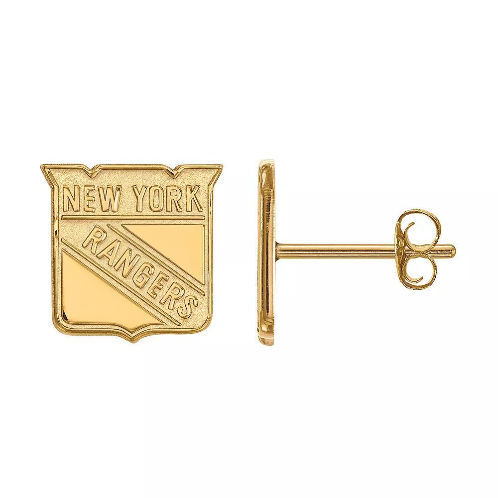 LogoArt New York Rangers Sterling Silver Mini Logo Stud Earrings, Women's, Gold Tone Product Image