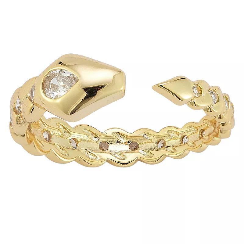 Sunkissed Sterling 14k Gold Over Silver Cubic Zirconia Snake Ring, Women's, Size: 8, Gold Tone Product Image