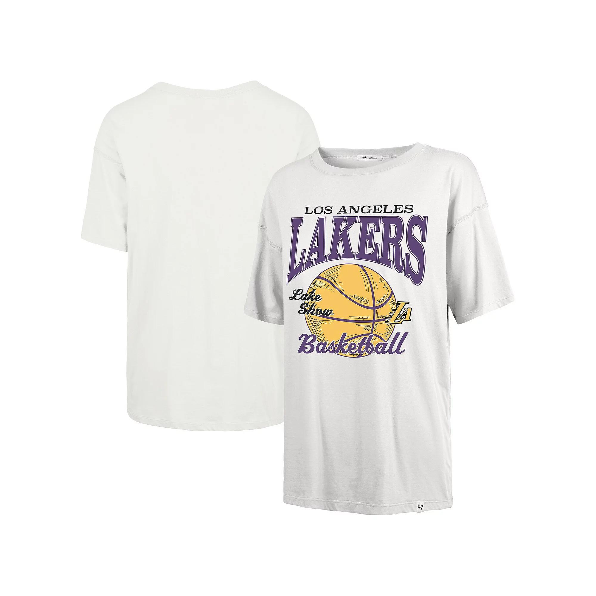 Women's '47  White Los Angeles Lakers City Edition Down Court Sadie T-Shirt, Size: Large Product Image