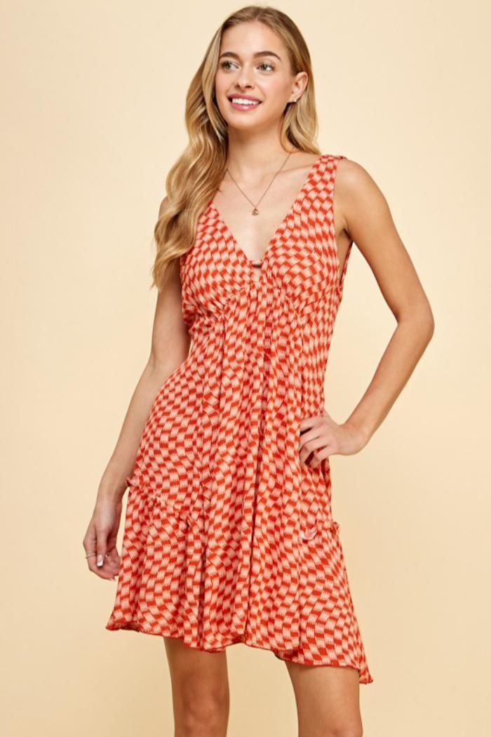 Waved Geo Printed Full Dress Product Image