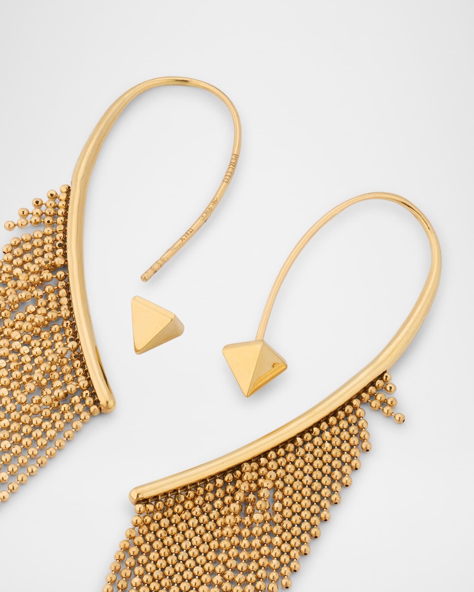 18K Yellow Gold Chains Short Fringe Curve Earrings Product Image
