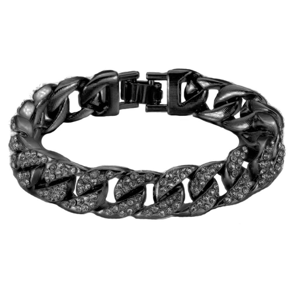 Men's American Exchange Gunmetal Tone Bling Cuban Chain Bracelet, Size: 8.5", Two Tone Product Image