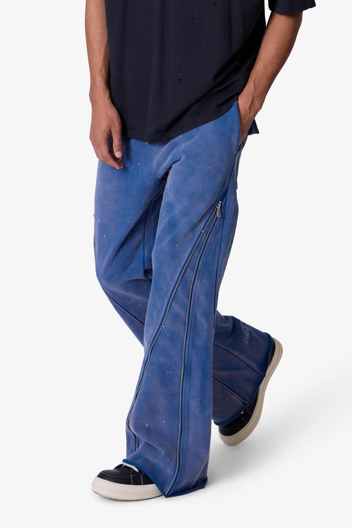 Zipper Flare Sweatpants - Blue Product Image